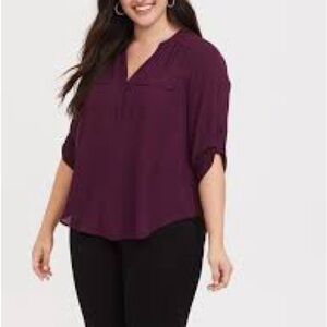 Torrid Elegant Purple V-Neck Women's Blouse